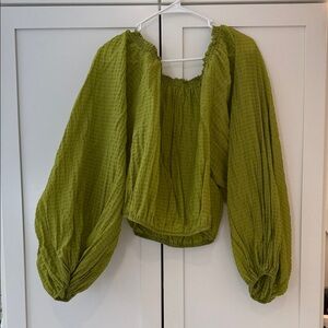 Free People Textured Green Blouse